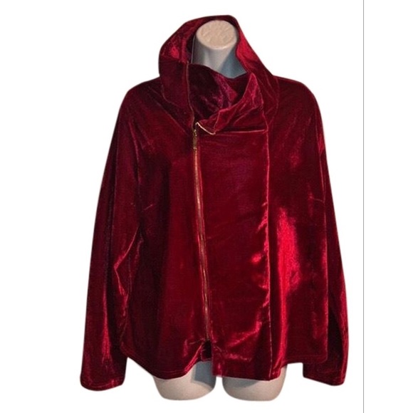 NK NICK VERREOS Jackets & Blazers - NK Nick Verroes Red Velvet Moto Jacket SZ XL